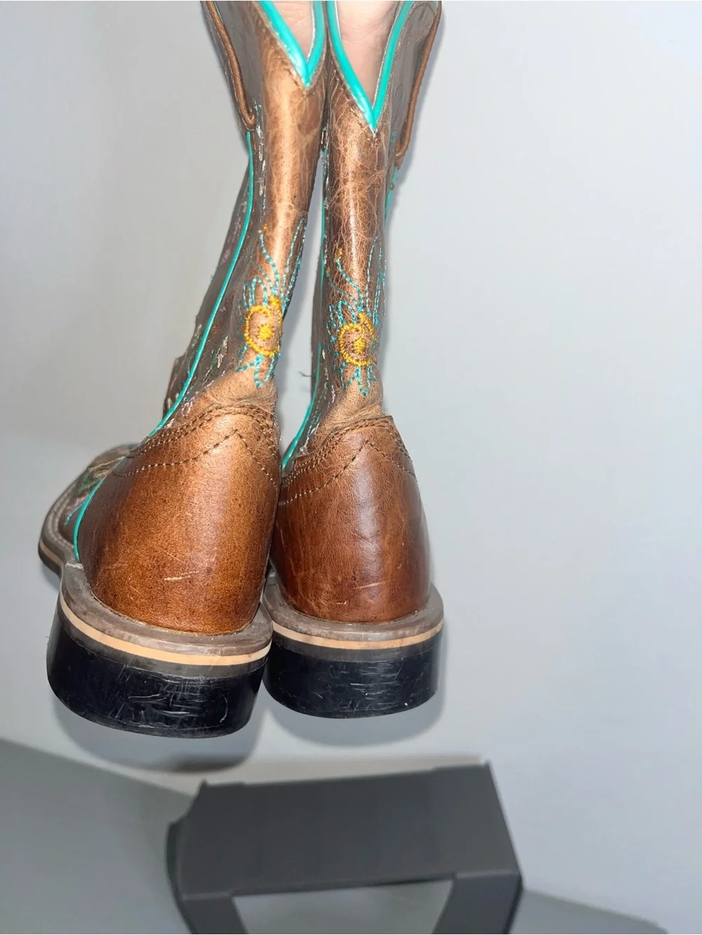 Smoky Mountain Kid Antique Floral Embroidery Leather SquareToe Cowboy Boots 13.5